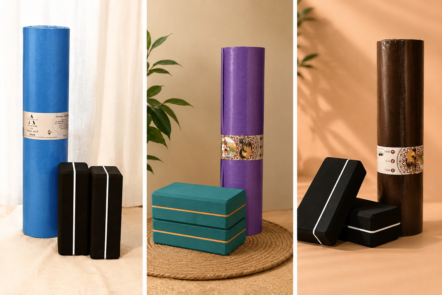 ACTIVARMOUR Yoga Mat & Yoga Block Combo